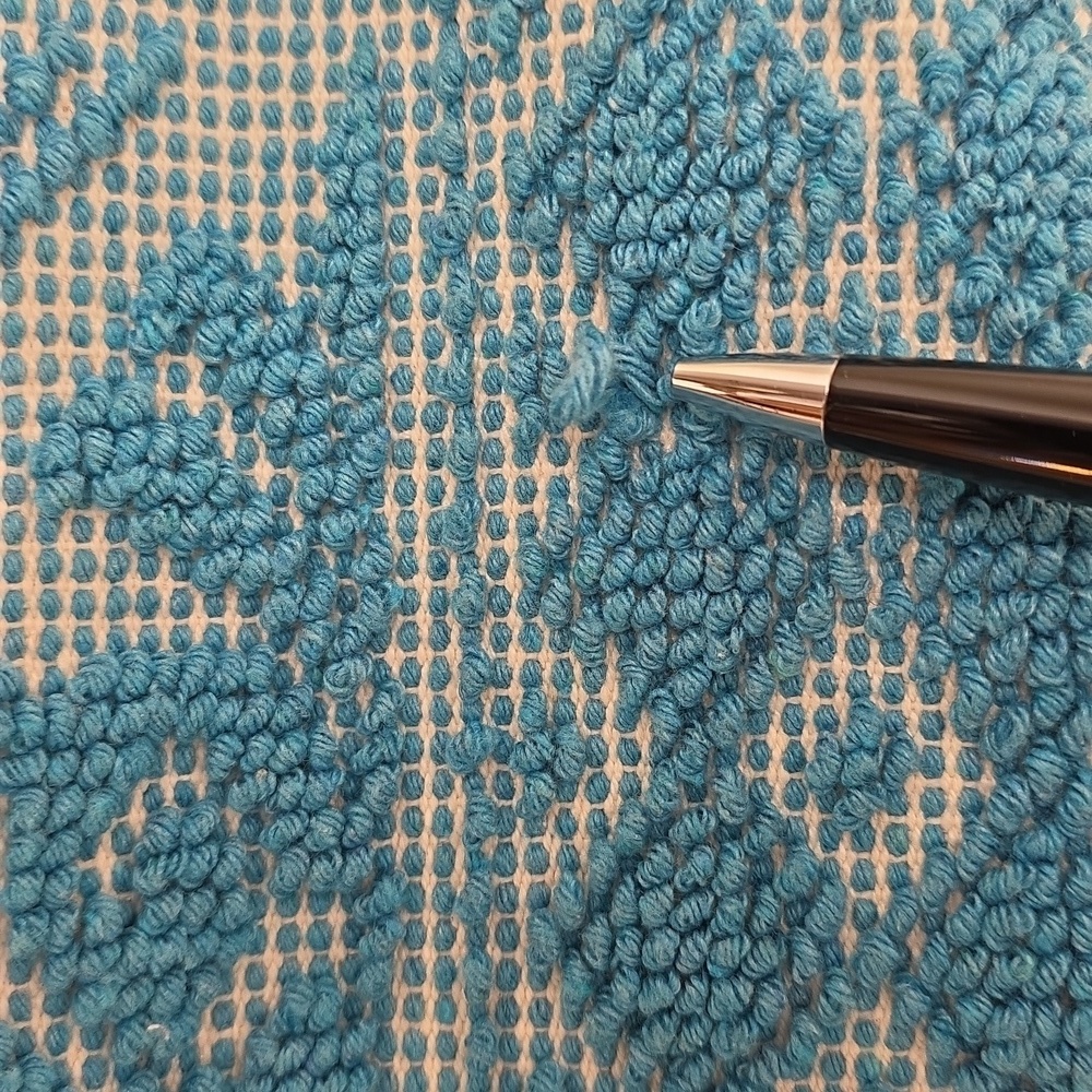 Turquoise Blue and White Tapestry Tote - Picture 3 of 9